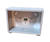 Spardose Box für Kleingeld aus Holz Grau süßer Koala Bär Kinderzimmer Deko
