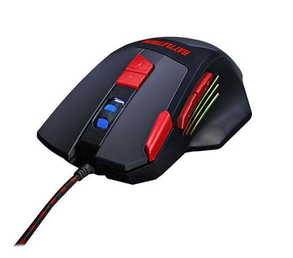 LED Pro Gaming Maus mit Kabel Rot RGB - 8 Tasten Nylon Kabel Gamer Battletron®