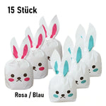 15 Stk. Verpackungstüten Kunststoff Ostern Hasen Gesicht Süßigkeiten, Kekse 🐰