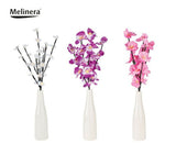 MELINERA® Vase mit Frühlingszweig LED-Beleuchtung, Batteriebetrieb, Keramik