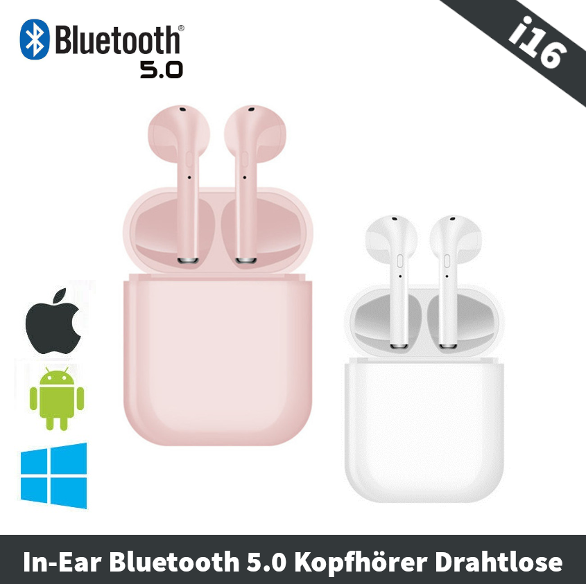 In-Ear Bluetooth 5.0 Kopfhörer Drahtlose | i16 TWS | Rosa oder Weiß 🎧 - LeakBuy