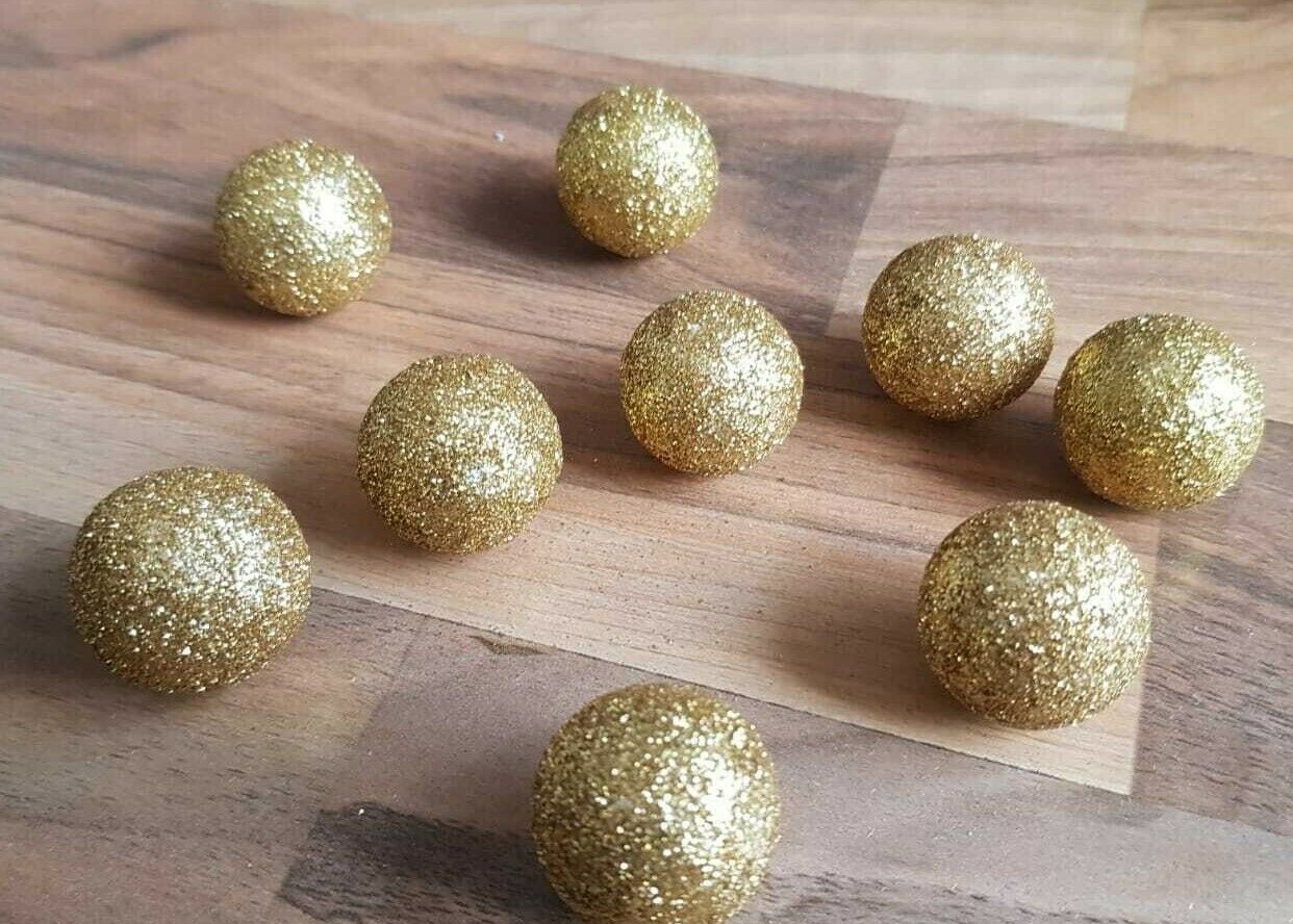 9-teilig Glitzer Gold Kugeln Streudeko Bastelmaterial Tisch Weihnachts Deko 🎄 - LeakBuy