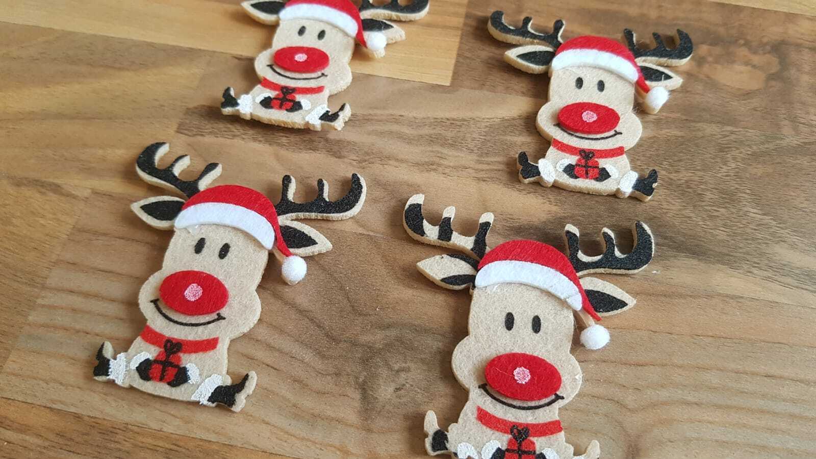 4-teilig Deko-Sticker Rentier Rudolf Streudeko Tischdeko Weihnachts Deko 🦌🎄 - LeakBuy