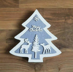 Holzfigur Tannenbaum 14,5 cm Weiß zum Aufstellen/legen Tischdeko Weihnachten 🎄