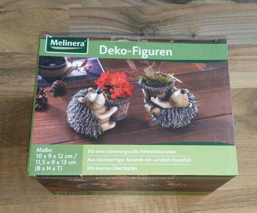 2 Stk. Deko Figuren Igel Herbst Dekoration mit kleinen Übertopf MELINERA® 🍂🦔 - LeakBuy