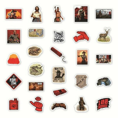 Red Dead Redemption 2 | 54 Stk. 3D Sticker Aufkleber 4-8cm | Fan Merch 🤠🎯