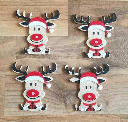 4-teilig Deko-Sticker Rentier Rudolf Streudeko Tischdeko Weihnachts Deko 🦌🎄 - LeakBuy