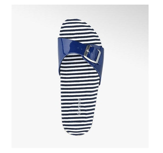 Damen Sandalen Sandaletten Pantolette Gr. 41 Blau/Weiß gestreift von Graceland