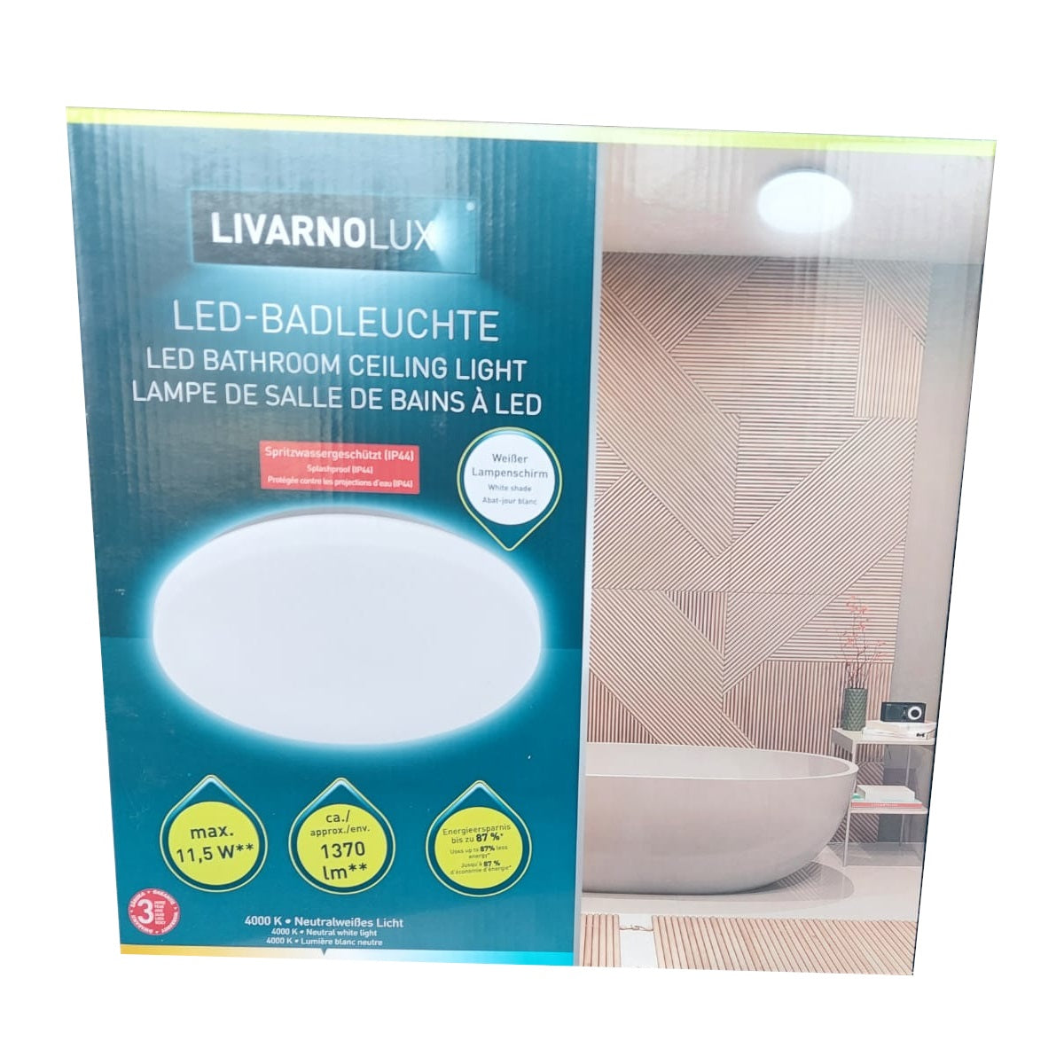 LED Deckenleuchte 28cm Rund Weiß IP44 Badlampe neutralweiß LIVARNO LUX®