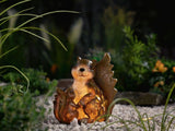 Solar-Gartenfigur Eichhörnchen 18,8cm Herbstdeko Kunststein Gartendeko MELINERA®
