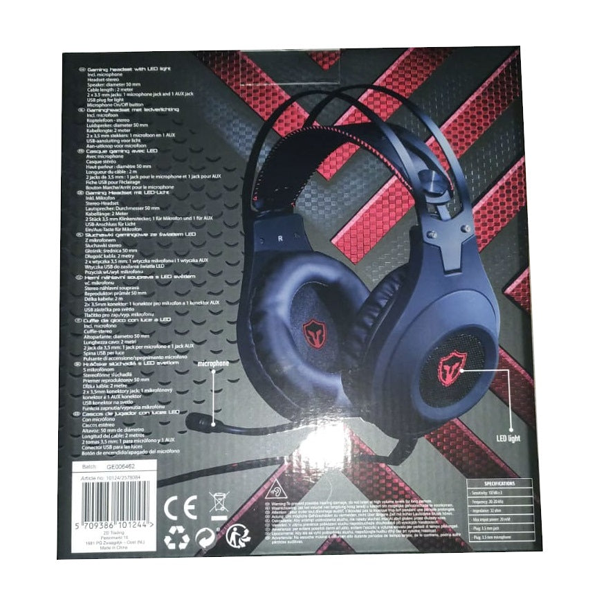 Gaming Headset Stereo 3.5mm LED Kopfhörer Rot für Multiplattform Battletron® - LeakBuy