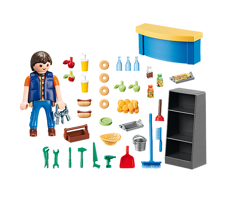 Playmobil 9457 - City Life - Hausmeister mit Kiosk - Schule Kindergarten Zubehör