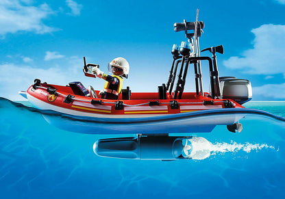 Playmobil 70335 - City Action - Feuerwehreinsatz mit Heli und Boot Wasserrettung