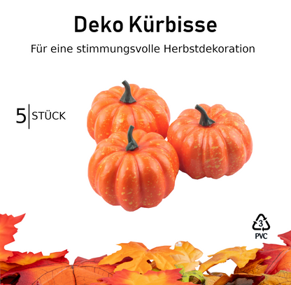 5 Stk. Kürbis Kürbisse Herbst Dekoration Tischdeko Halloween Deko Party 🍂