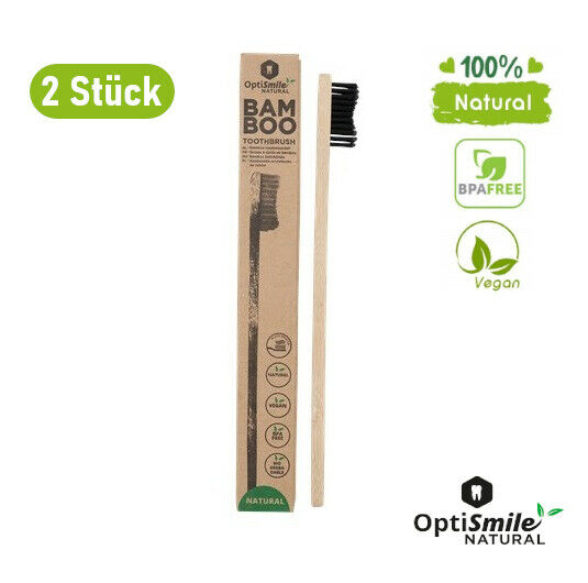 2 Stk. Zahnbürste Bambus Bio Vegan Holzzahnbürste Öko Natur Bambuszahnbürste 💚