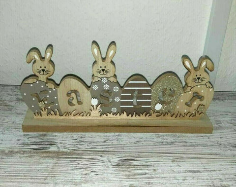 Holzfigur Easter Ostern Schild Aufsteller Tischdeko Fensterdeko Osterdeko 🐣🐰