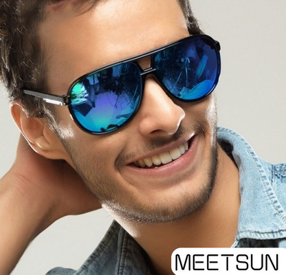 Sonnenbrille Brillen für Herren/Damen | Polarisiert Metallic Dunkel Blau 👓☀️