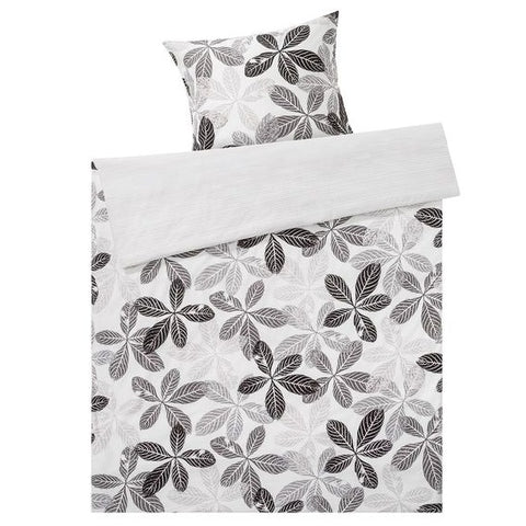 2-teilig Edel-Renforcé Bettwäsche 135x200cm Blätter Schwarz/Weiß MERADISO®