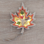 Ahorn Blatt mit LED Herbstdeko Beleuchtung Holz Girlande Fensterdeko Tischdeko