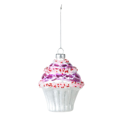 Cupcake Muffin Pink Lila Christbaumschmuck Glas Weihnachtsbaum Anhänger