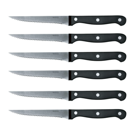 6-tlg. Steakmesser Set Edelstahl Rostfrei Grill BBQ Fleischmesser Pizzamesser