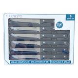 6-tlg. Steakmesser Set Edelstahl Rostfrei Grill BBQ Fleischmesser Pizzamesser