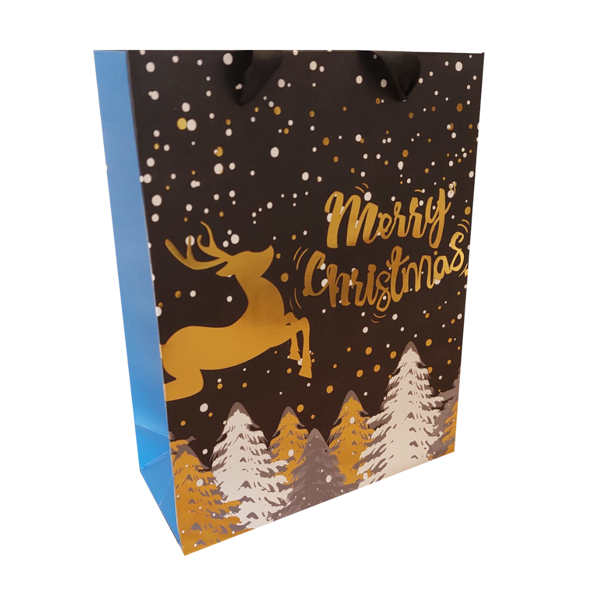 Weihnachts Geschenktüte Tragetasche Geschenkverpackung Gold Merry Christmas