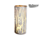 LED Windlicht Satiniertes Glas Timer Elch Wald Grau Weihnachtsdeko Melinera®
