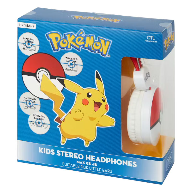 Pokemon Kopfhörer Kinder Nintendo Stereo 3-7 Jahre 85DB Pokeball Edition