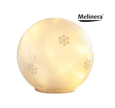 LED Kugel aus Satiniertes Glas Timer Schneeflocken Weihnachtsdeko Melinera®