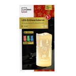 LED-Echtwachskerze 21cm Schneemann Timer Glitzerwasser Farbwechsel Livarno Home