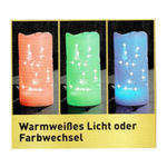 LED-Echtwachskerze 21cm Schneemann Timer Glitzerwasser Farbwechsel Livarno Home
