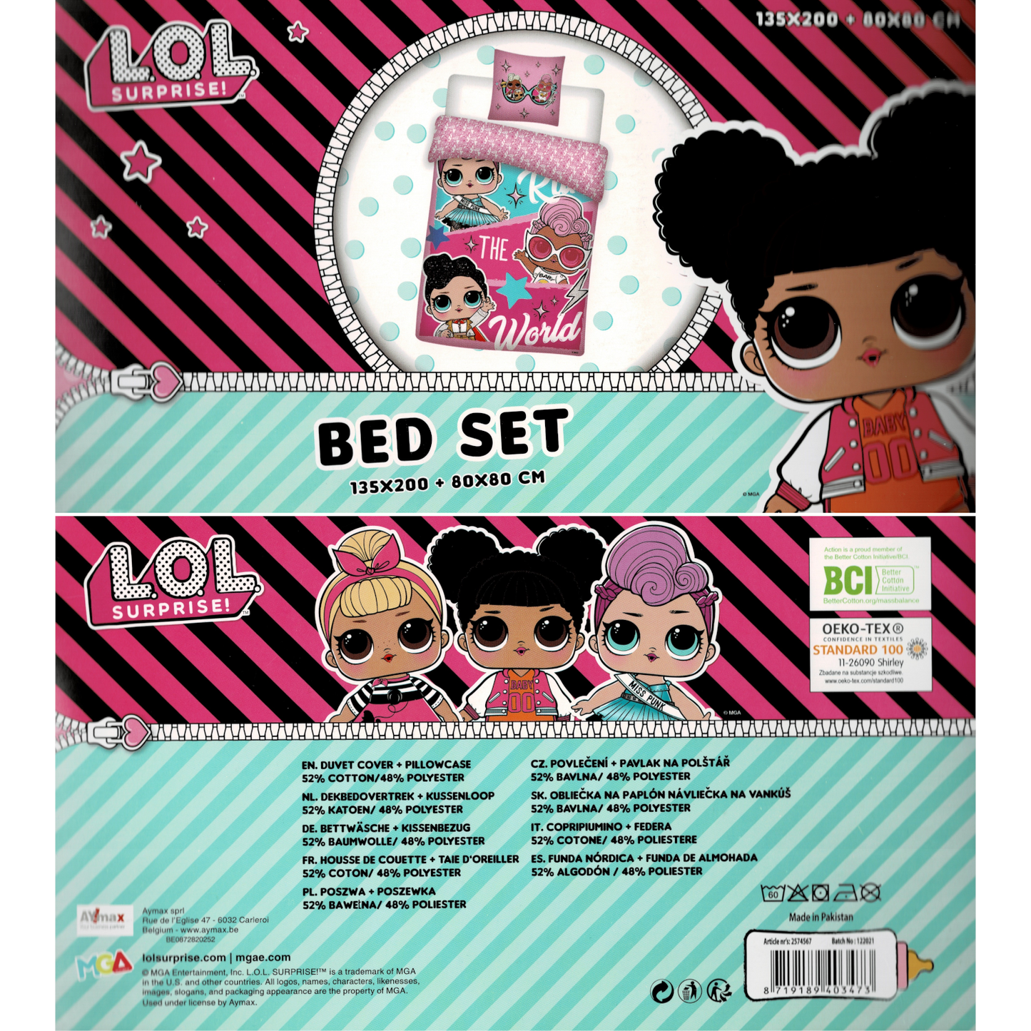 LOL Surprise L.O.L. Puppen Kinder Bettwäsche Rosa 135x200cm Mädchen Bettbezug