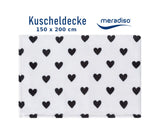 Wohndecke XXL 150x200cm Kuscheldecke Decke Herzen Weiß Flauschig