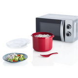 Mikrowellen Reiskocher Rot 2,8l Mikrowellenkocher Reiscooker Küchenhelfer