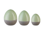 3er Ostereier Set Keramik 12cm Mintgrün Betonoptik Eier Osterdeko Dekofigur