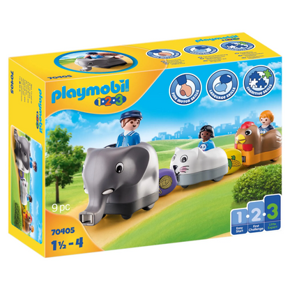 Playmobil 70405 - 1.2.3. Tierzug mit Elefant Katze Huhn - Babyspielzeug
