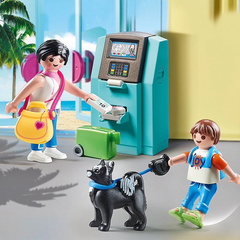 Playmobil 70439 - Family Fun - Urlauber am Geldautomat - ATM Hund Strand Koffer