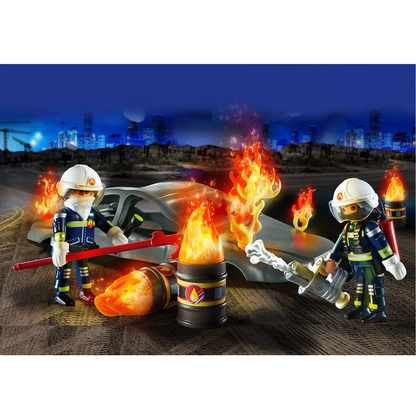 Playmobil 70907 - City Action - Feuerwehrübung Unfall Fahrzeugbrand Autowrack