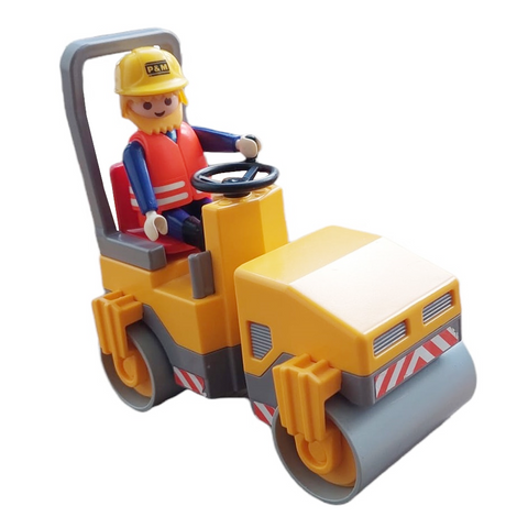 Playmobil 4048 - Straßenwalze mit Bauarbeiter - Baustellen Zubehör