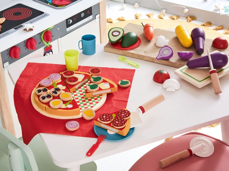27-teilig Pizza-Set Holz Kinderküche Spielküche Spielzeug Pizzaofen Zubehör