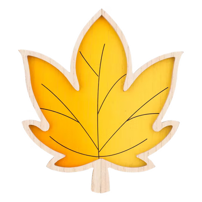 Tablett Ahorne Blätter Gelb Orange aus Holz Herbstdeko Tischdeko